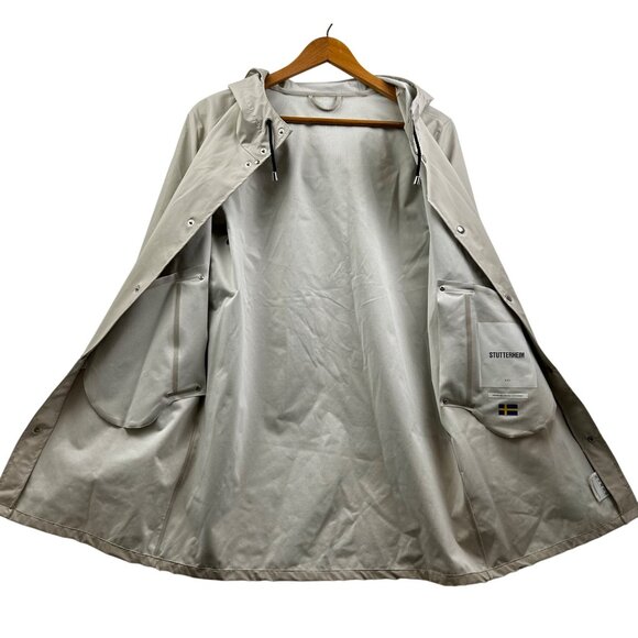 STUTTERHEIM Stockholm Raincoat XXS Light Grey Hooded Jacket – Unisex - Picture 9 of 11